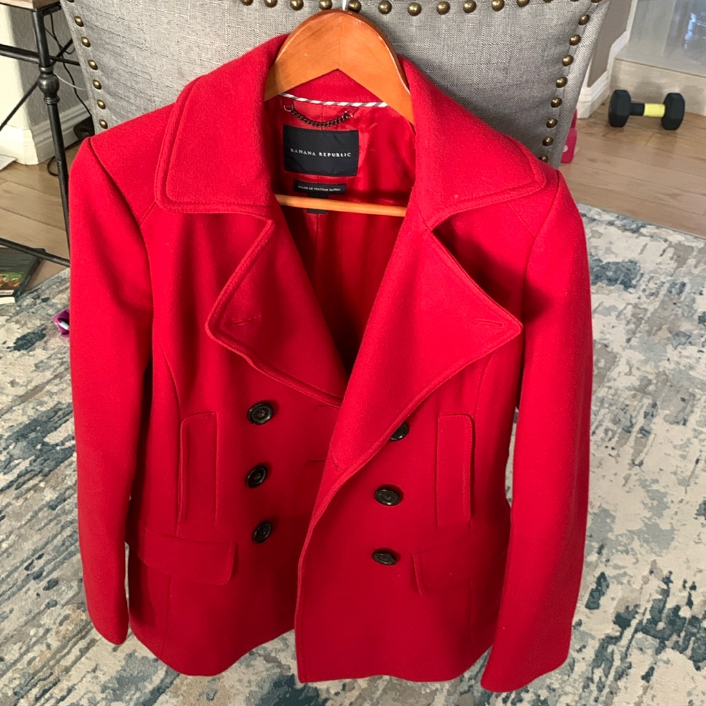 Banana Republic Wool Woman Red Coat Size Small
